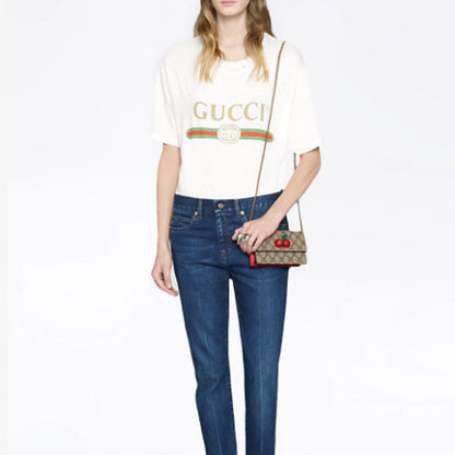 (WMNS) Gucci Canvas Chains Shoulderbag Mini Khaki 481291-K9GXT-8694