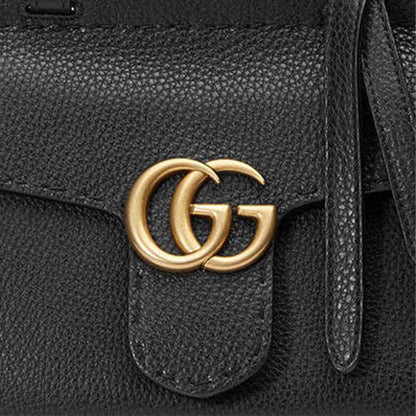 (WMNS) Gucci Cowhide GG Marmont Logo Single-Shoulder Bag Black 442622-A7M0T-1000