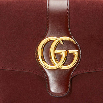 (WMNS) Gucci Arli Gold Logo Suede Splicing Leather Shoulder Messenger Bag Red Classic Retro 550126-0YNAG-6629