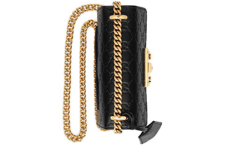 (WMNS) Gucci Padlock Signature Bag 'Black Gold' 409487-CWC1G-1000