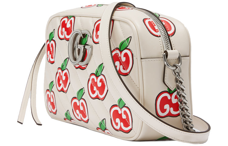 (WMNS) Gucci GG Marmont Leather Chain Shoulder Bag 'Cream White Red' 447632-1W9AN-9086