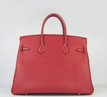 Hermes Birkin 35cm Togo Leather Handbags Red Silver