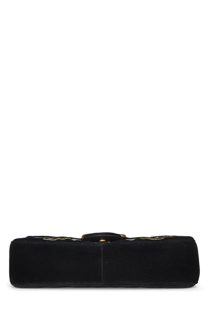 Gucci,  Black Velvet Marmont 'Loved' Shoulder Bag, Black