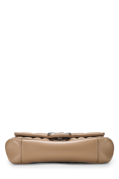 Gucci,  Beige Leather Marmont Matelassé Shoulder Bag, Brown