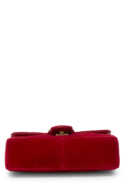 Gucci,  Red Velvet GG Marmont Shoulder Bag Mini, Red