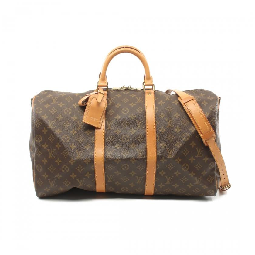 Louis Vuitton Leather Keepall Bandouliere 50 Monogram Brown 2Way Handbag