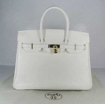 Hermes Birkin 35cm Togo Leather Handbags White Gold