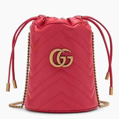 Gucci Gg Marmont Red Leather Bucket Bag Women