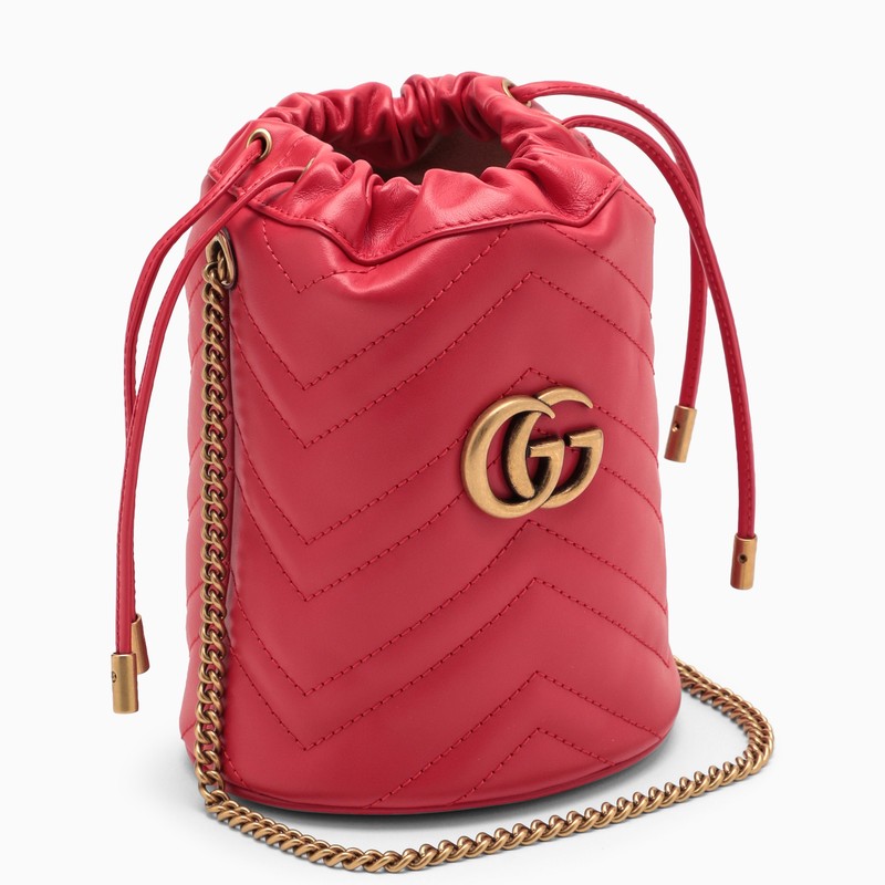 Gucci Gg Marmont Red Leather Bucket Bag Women