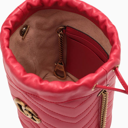 Gucci Gg Marmont Red Leather Bucket Bag Women