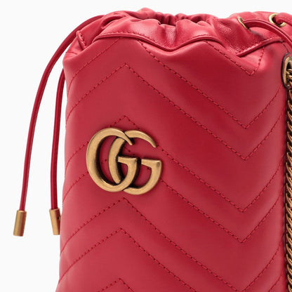 Gucci Gg Marmont Red Leather Bucket Bag Women