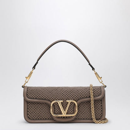 Valentino Garavani Clay-Coloured Locò Bag In Woven Leather Women