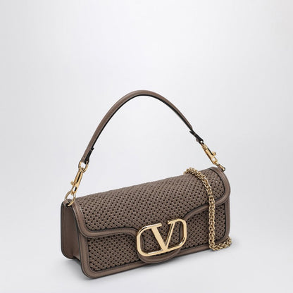 Valentino Garavani Clay-Coloured Locò Bag In Woven Leather Women