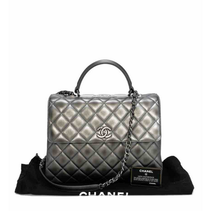 Chanel Trendy CC Bag, Metallic Gray Leather