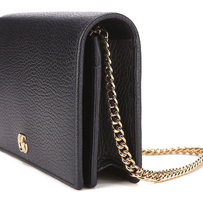 (WMNS) Gucci Marmont Leather Mini Chain Bag 'Black Gold' 497985-CAO0G-1000