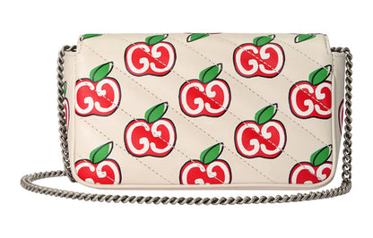 (WMNS) Gucci GG Marmont Rectangular Leather Chain Shoulder Bag 'Cream White Red' 476433-1W8AN-9086