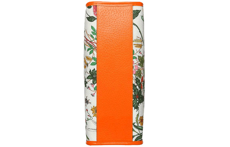 (WMNS) Gucci Metallic Interlock Double G Flowers Printing Canvas handbag White / Orange / Multicolor 550141-9ZIBX-8868