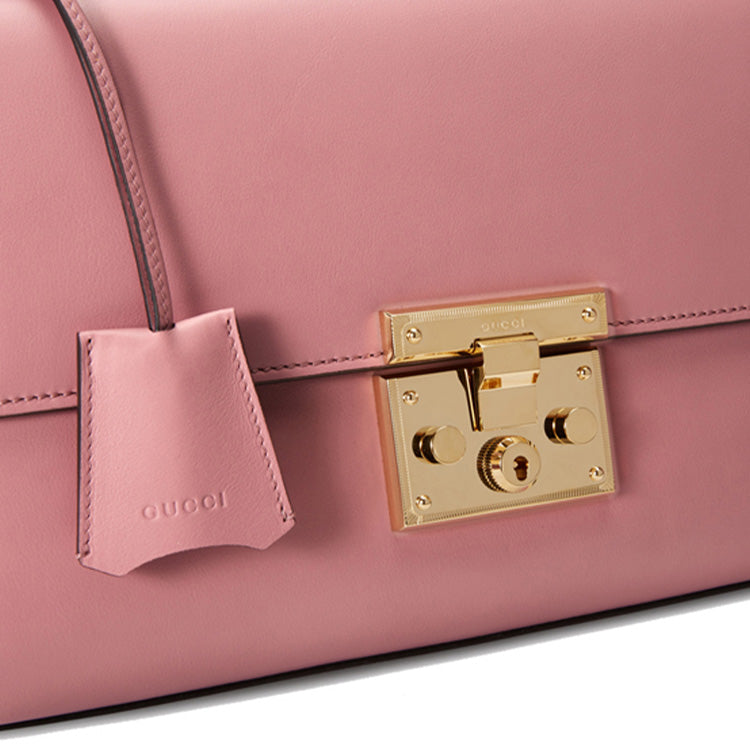 (WMNS) Gucci Padlock Metallic Leather Chain Shoulder Messenger Bag Pink Candy 409486-AP00G-5808