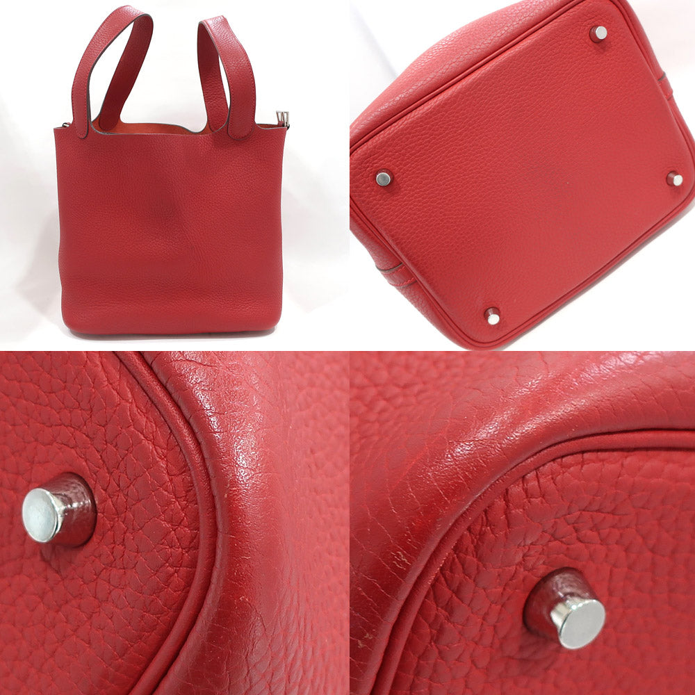 Hermes Handbag Picotin Lock Picotin Lock MM 22 Rouge/SV G   Clemence  O  2011 Manufactured  Women Only Key/Cadena