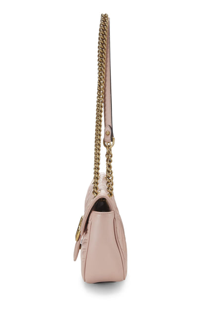 Gucci,  Pink Matelassé Leather GG Marmont Shoulder Bag, Pink