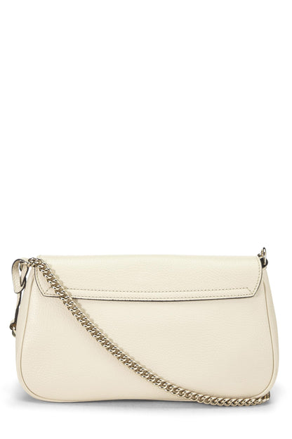 Gucci,  Beige Grained Leather Soho Chain Flap Crossbody, Gold