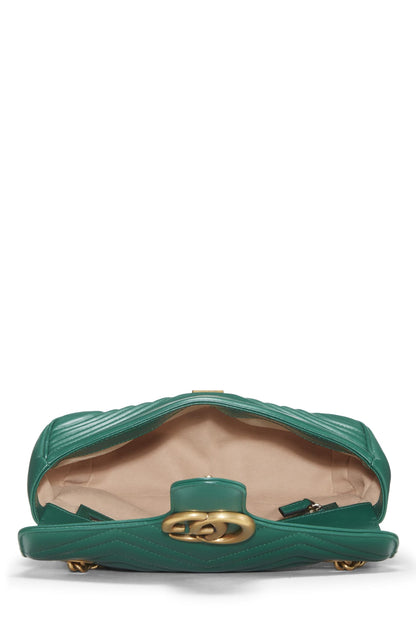 Gucci,  Green Leather GG Marmont Shoulder Bag Small, Green