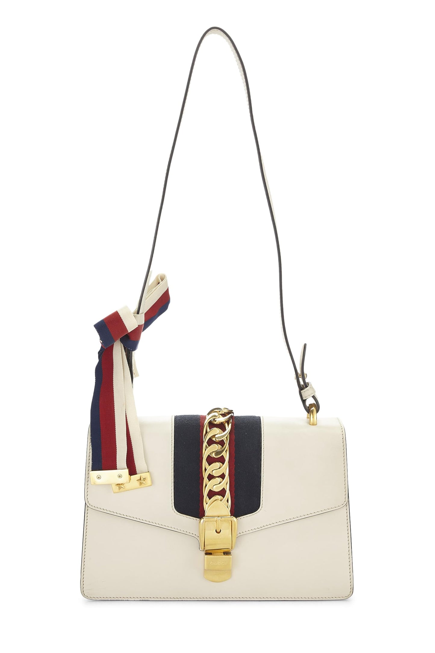 Gucci,  White Leather Sylvie Shoulder Bag Small, White