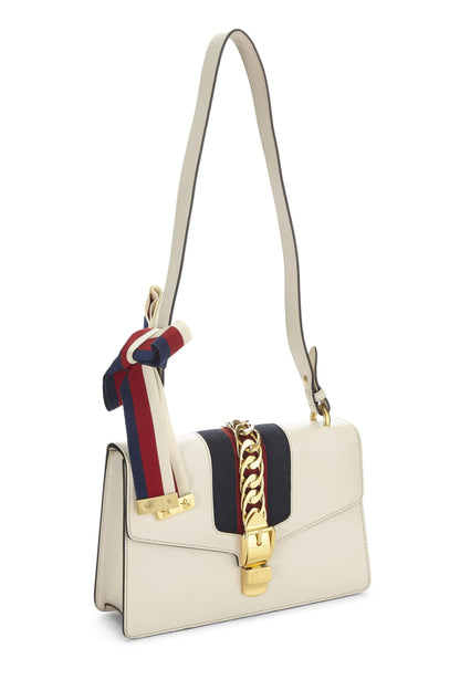 Gucci,  White Leather Sylvie Shoulder Bag Small, White