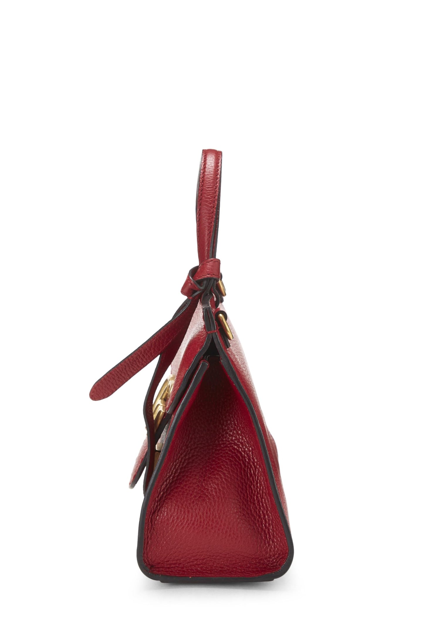 Gucci,  Red Leather GG Marmont Top Handle Flap Bag Mini, Red