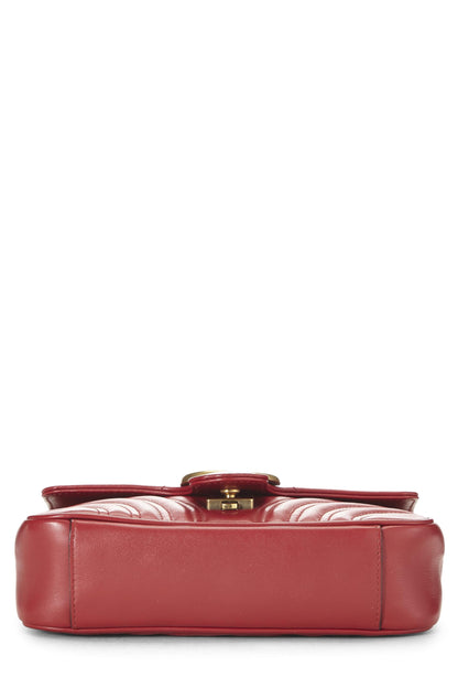 Gucci,  Red Leather GG Marmont Shoulder Bag Small, Red