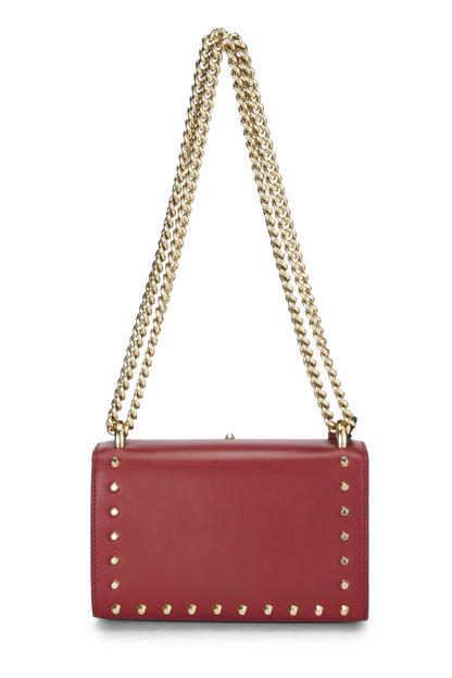 Gucci,  Red Leather Stud & Faux Pearl Padlock Shoulder Bag, Red