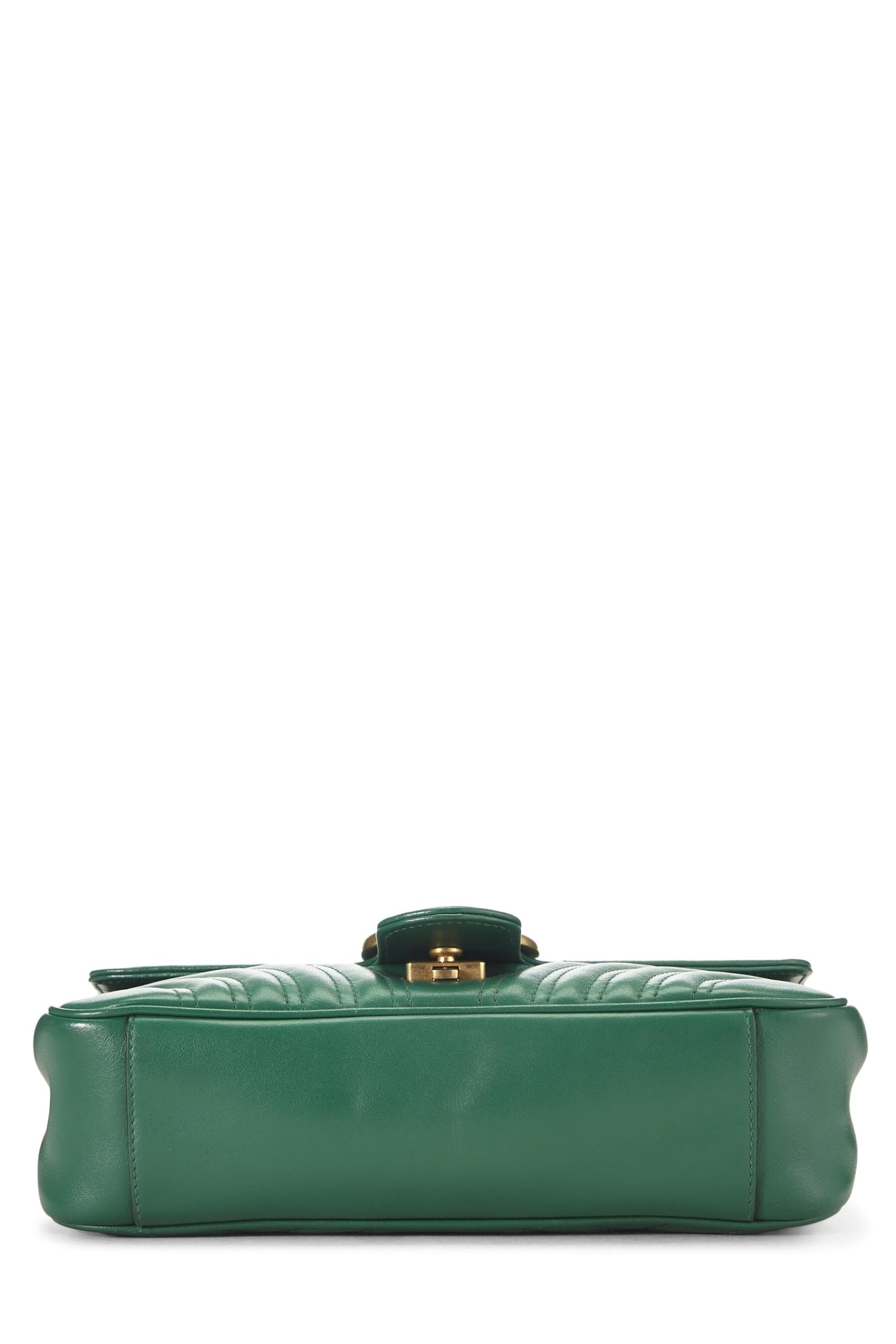 Gucci,  Green Leather Matelassé Marmont Shoulder Bag Small, Green