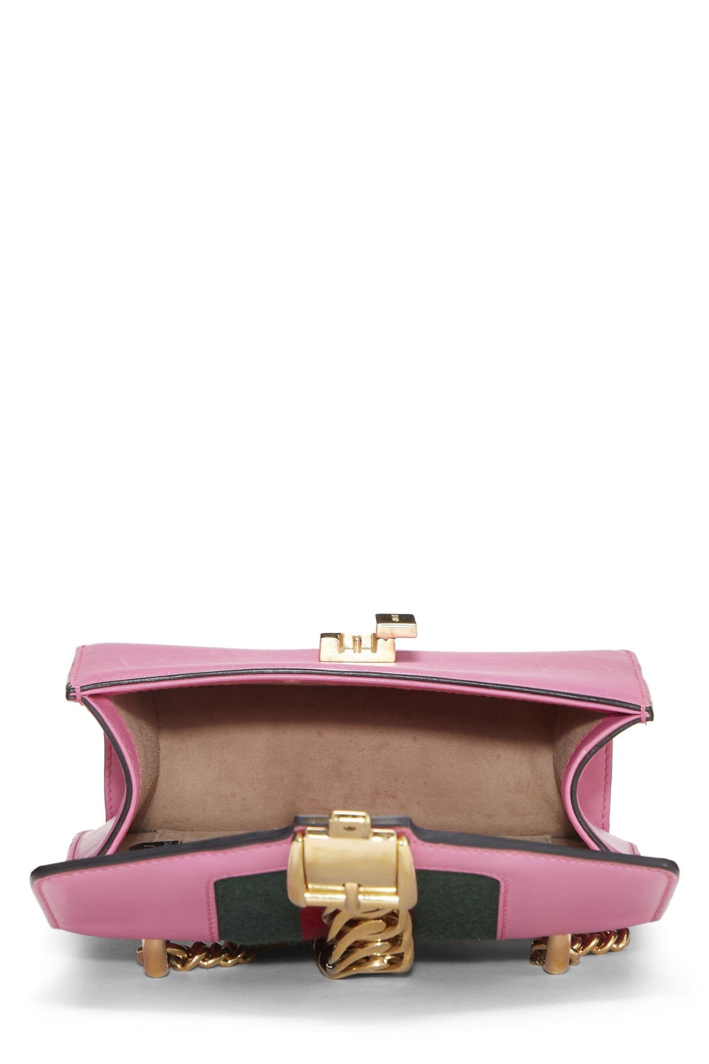 Gucci,  Pink Leather Web Sylvie Mini, Pink