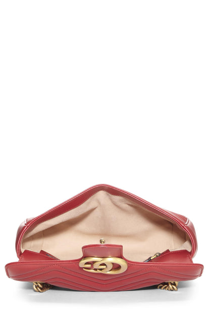 Gucci,  Red Leather GG Marmont Shoulder Bag Small, Red