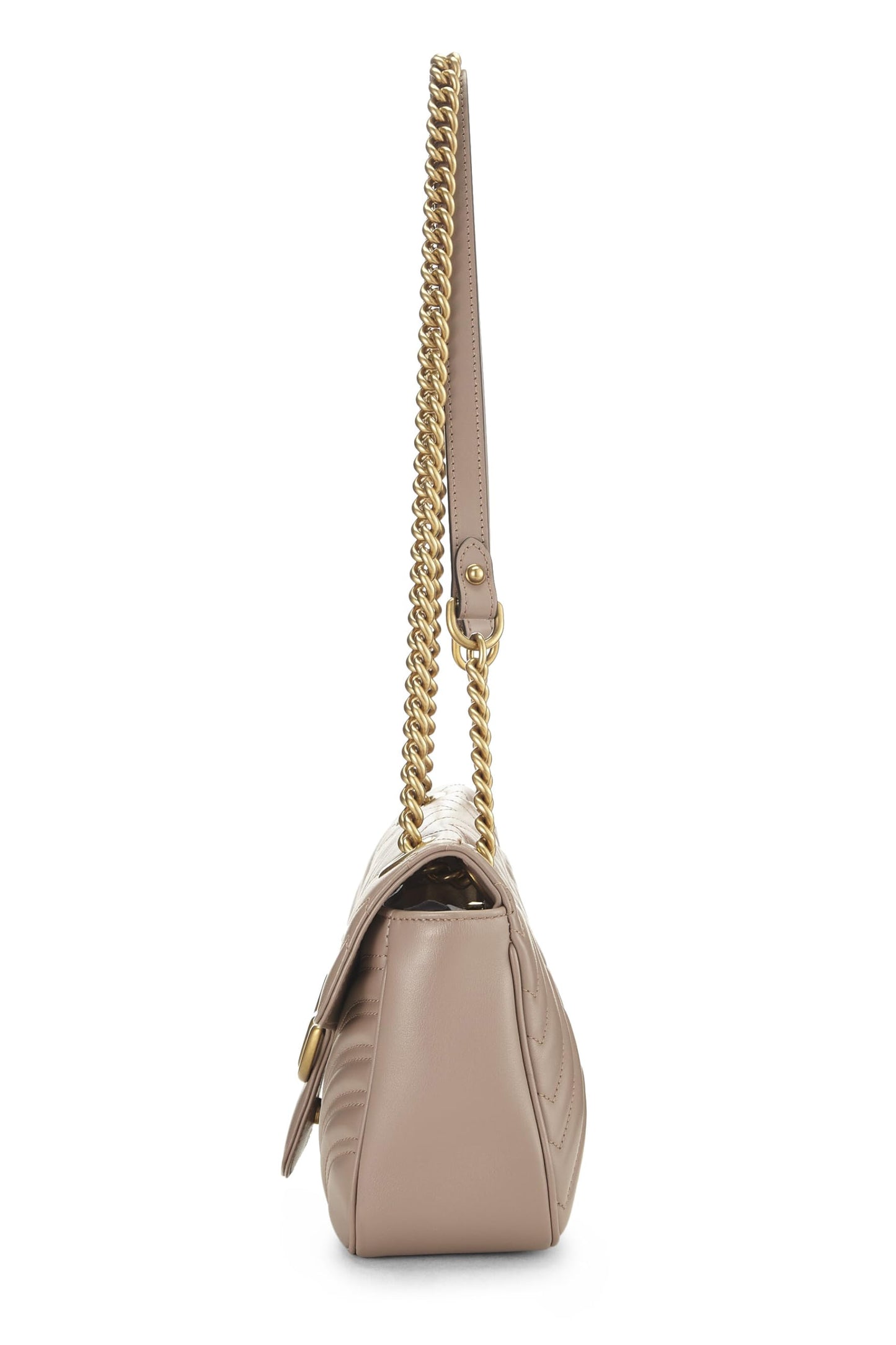 Gucci,  Beige Leather GG Marmont Shoulder Bag Small, Beige