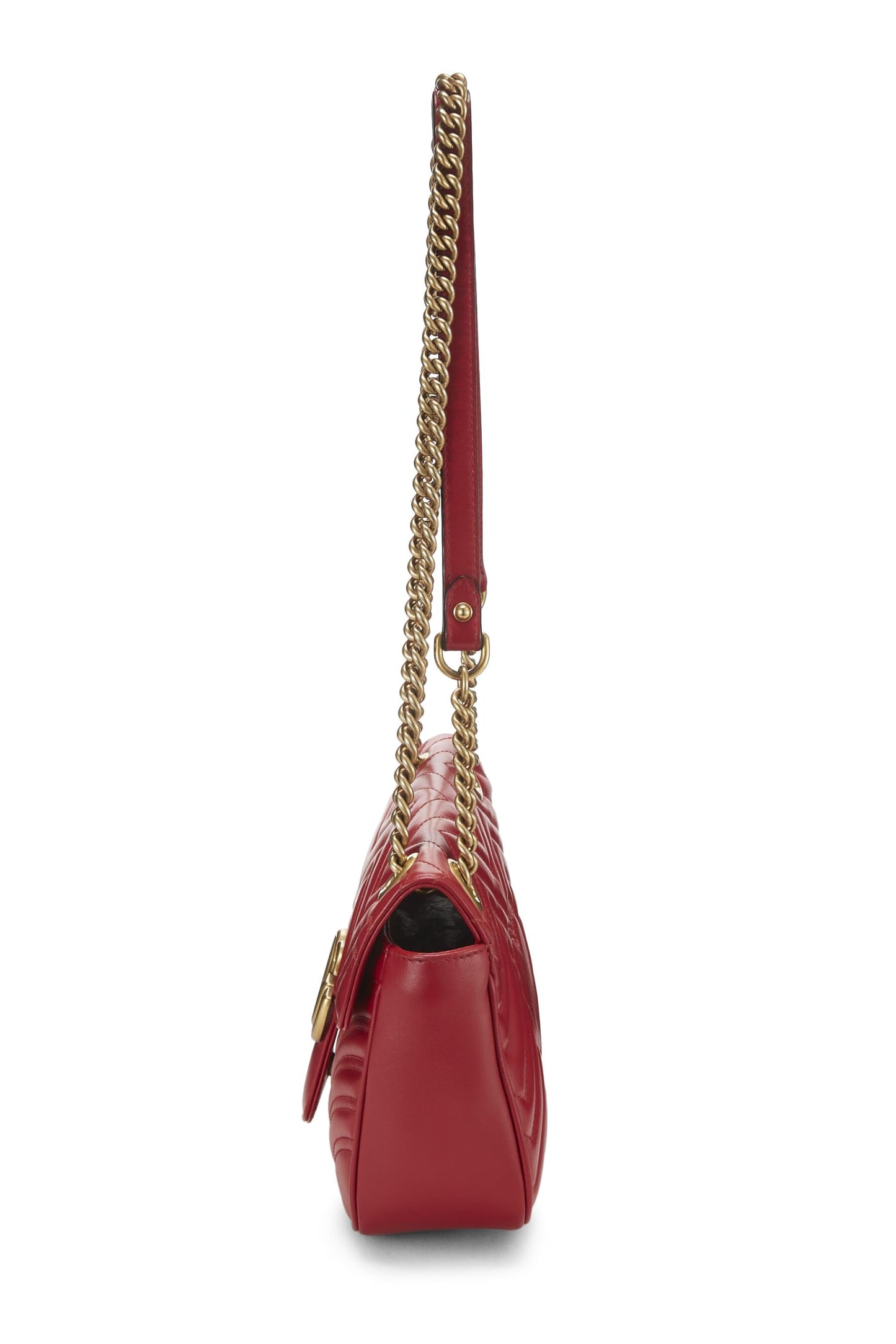 Gucci,  Red Leather GG Marmont Shoulder Bag Small, Red