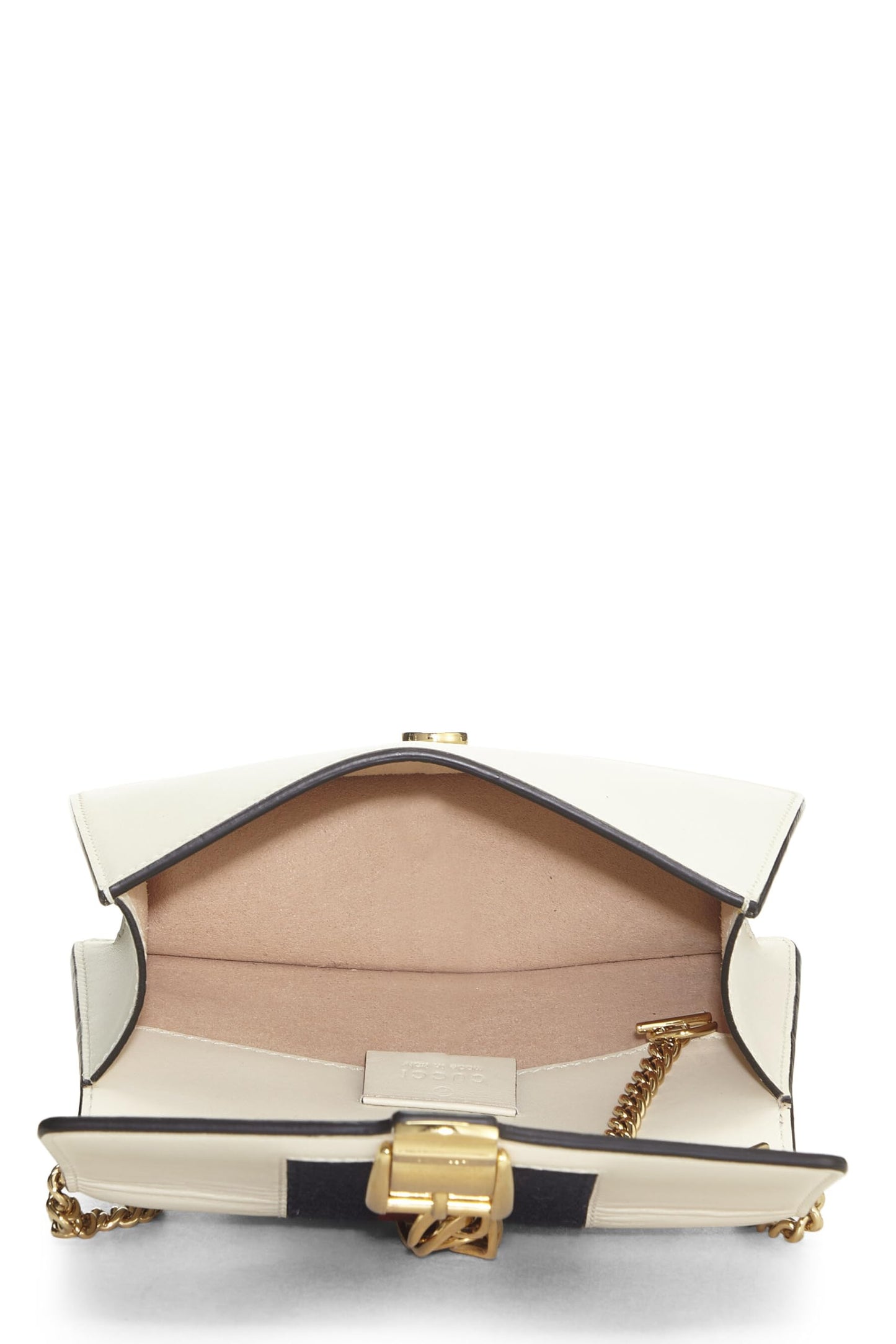 Gucci,  White Leather Web Sylvie Chain Mini, White