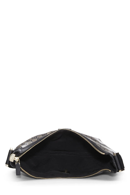 Gucci,  Black Crystal Canvas Web Round Messenger Bag, Black