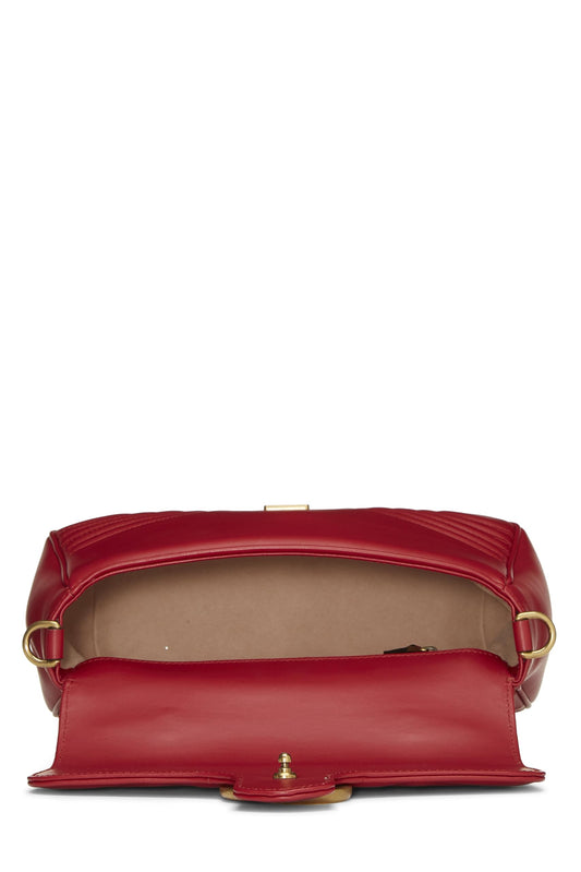 Gucci,  Red Leather GG Marmont Top Handle Bag Small, Red