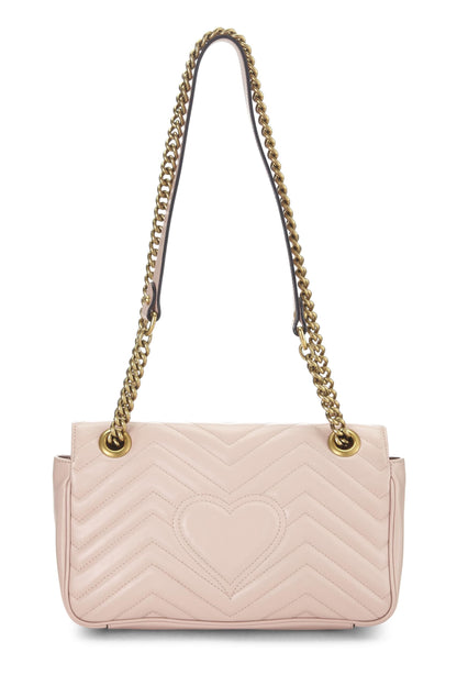 Gucci,  Pink Leather GG Marmont Shoulder Bag Small, Pink