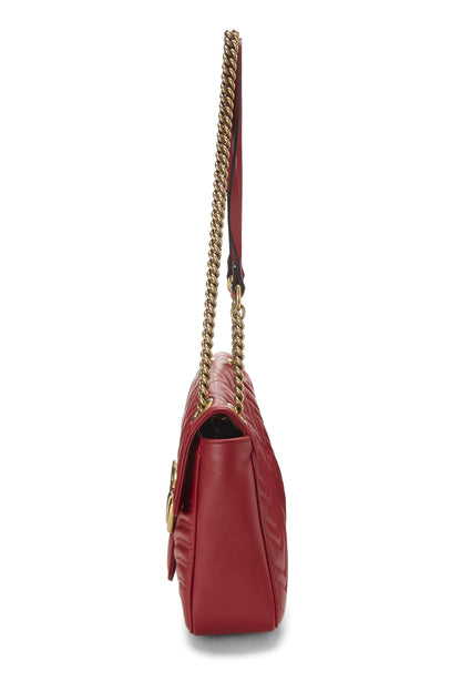 Gucci,  Red Leather GG Marmont Shoulder Bag, Red