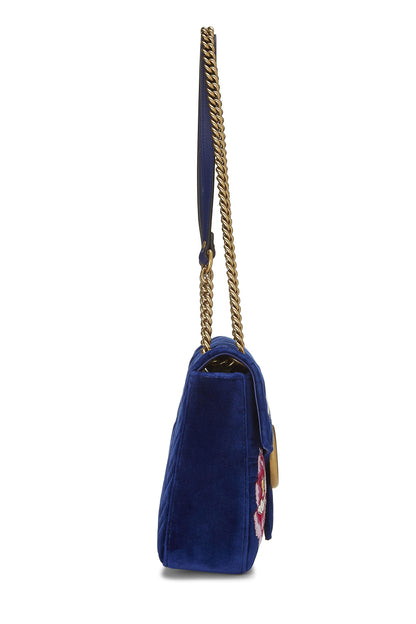 Gucci,  Blue Velvet GG Marmont Modern Shoulder Bag, Blue