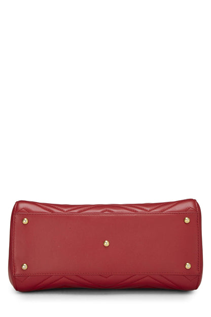 Gucci,  Red Leather GG Marmont Top Handle Bag Small, Red