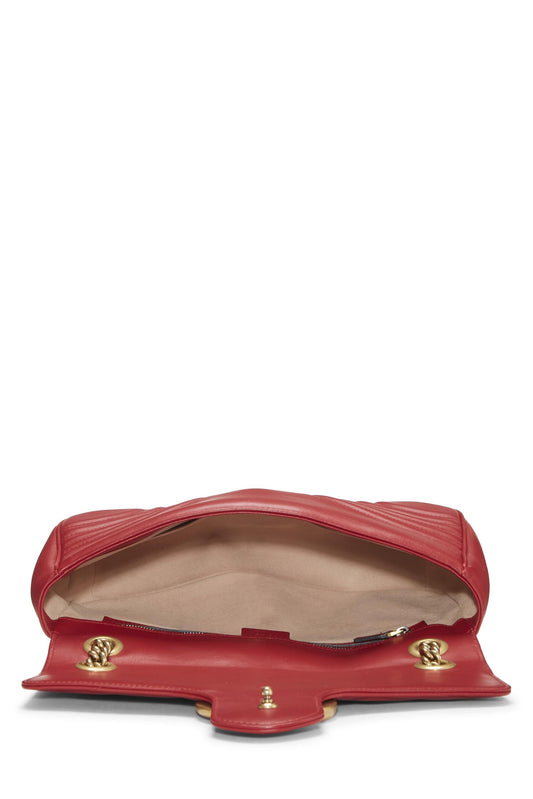 Gucci,  Red Leather GG Marmont Shoulder Bag, Red