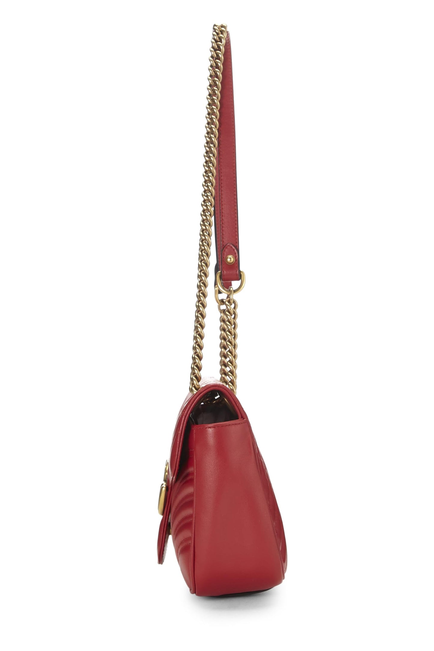 Gucci,  Red Leather GG Marmont Shoulder Bag Small, Red