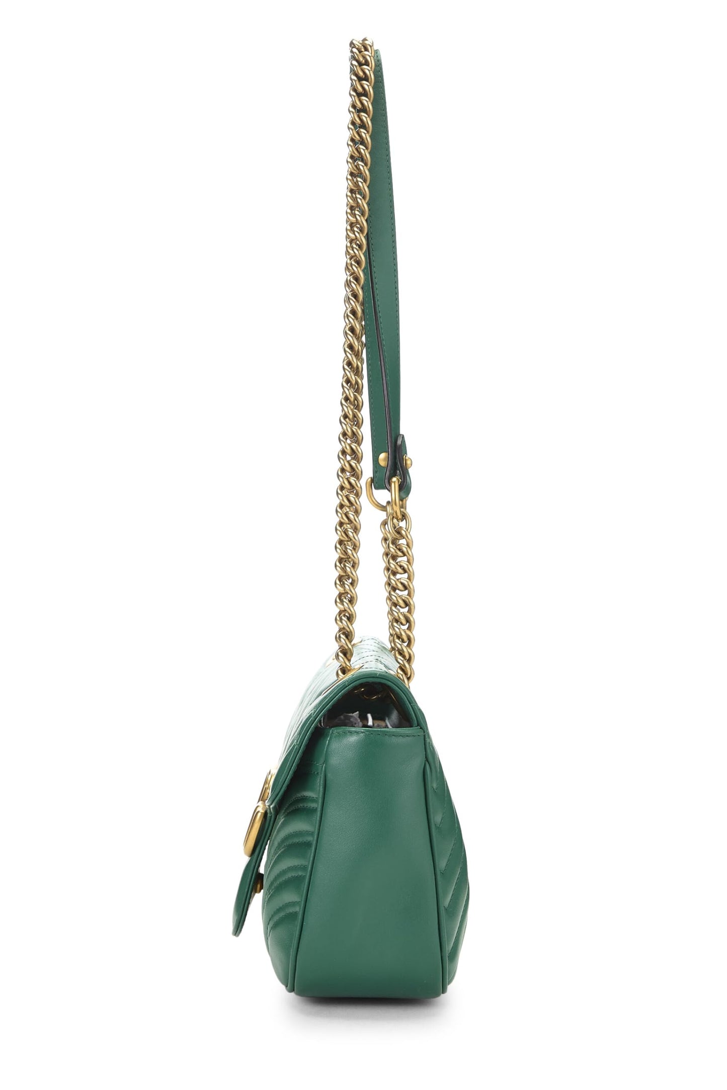 Gucci,  Green Leather GG Marmont Shoulder Bag Small, Green