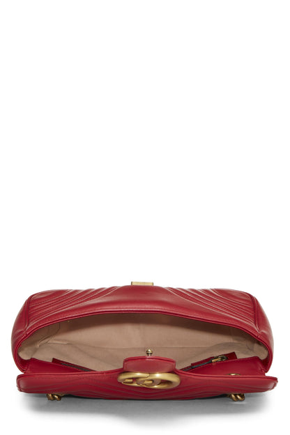 Gucci,  Red Leather GG Marmont Shoulder Bag Small, Red