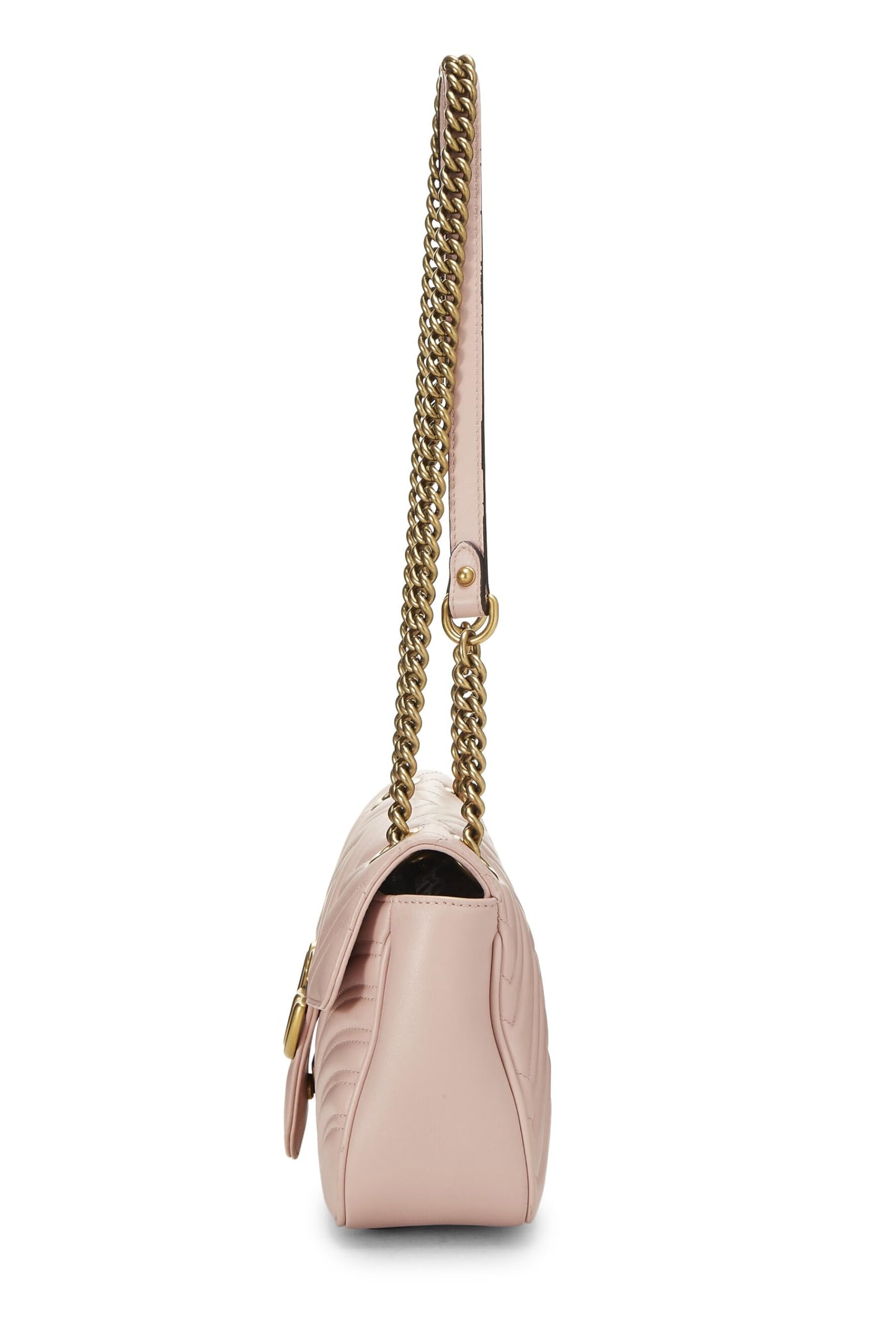 Gucci,  Pink Leather GG Marmont Shoulder Bag Small, Pink