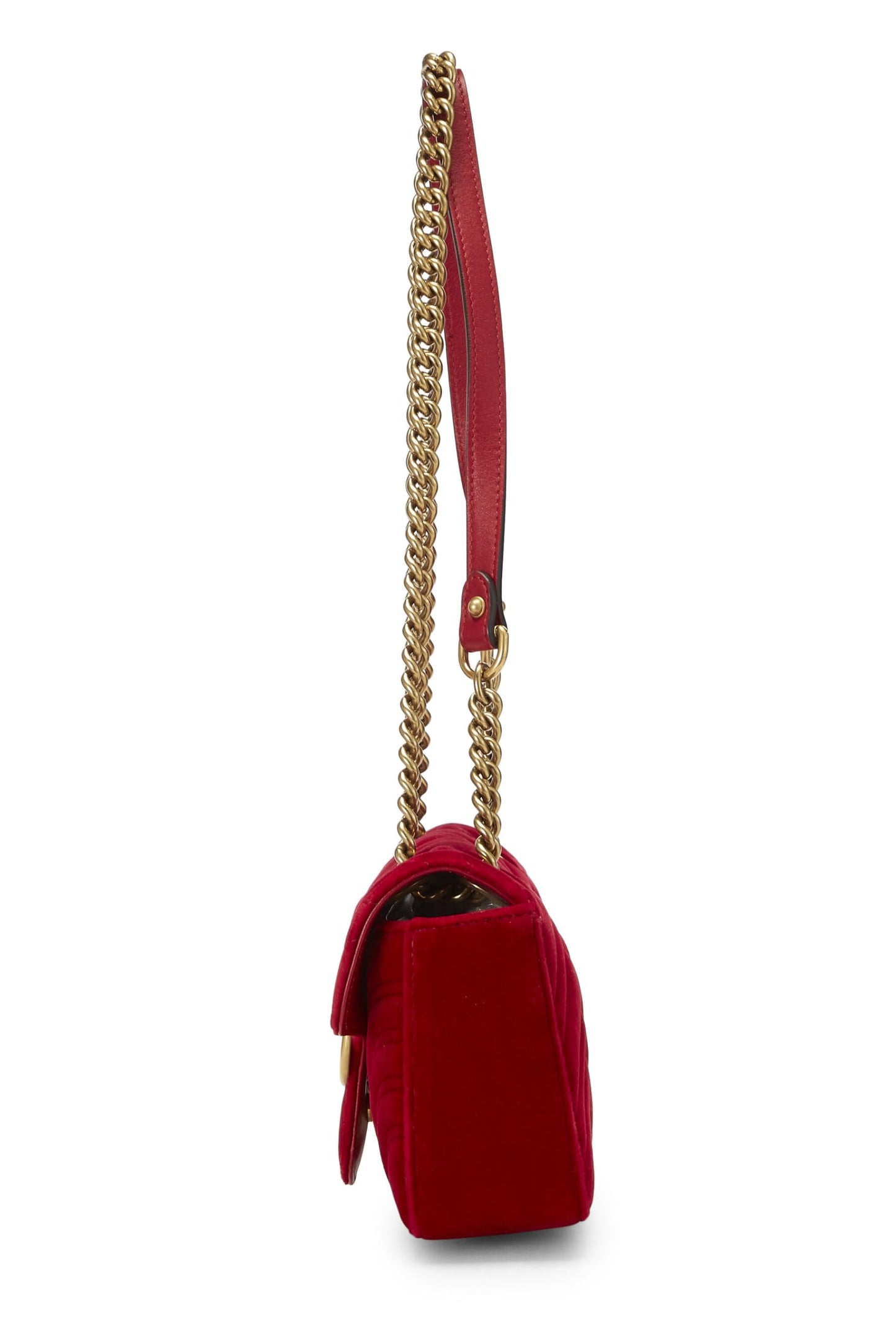 Gucci,  Red Velvet GG Marmont Shoulder Bag Mini, Red