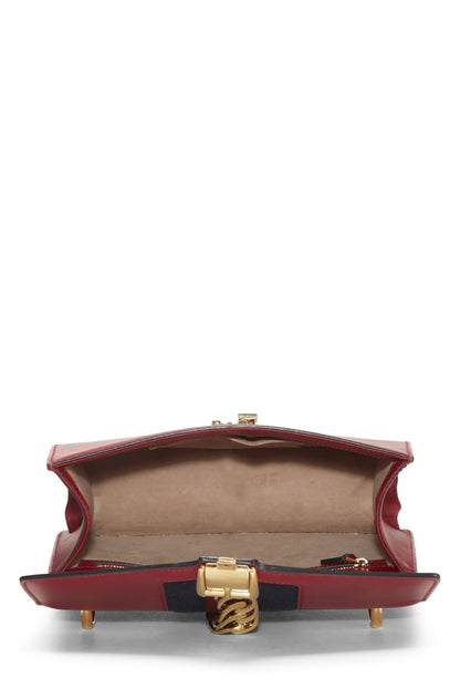 Gucci,  Red Leather Sylvie Shoulder Bag, Red